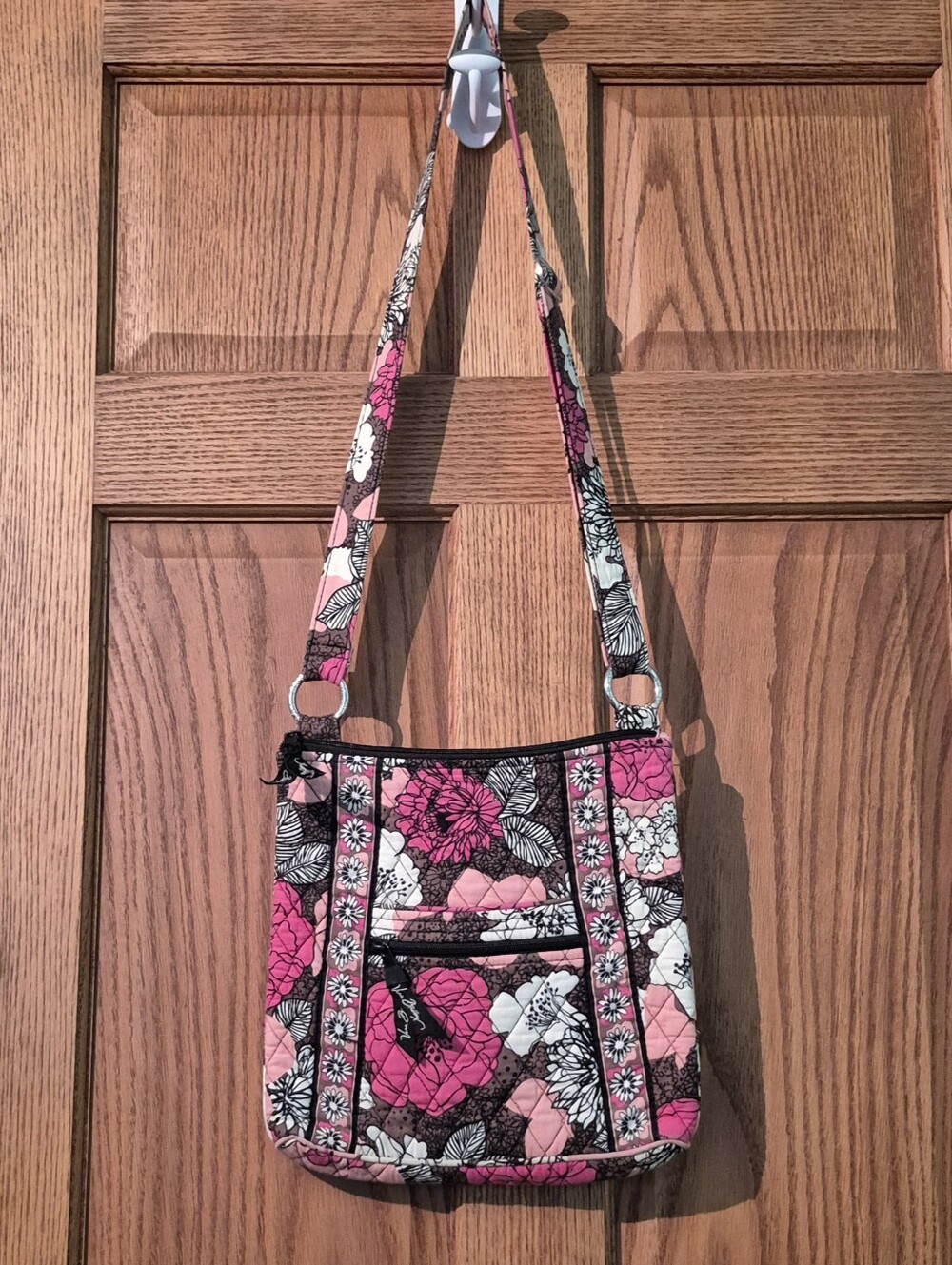 Vera Bradley Retired Mocha Rouge Quilted Cotton Crossbody Purse